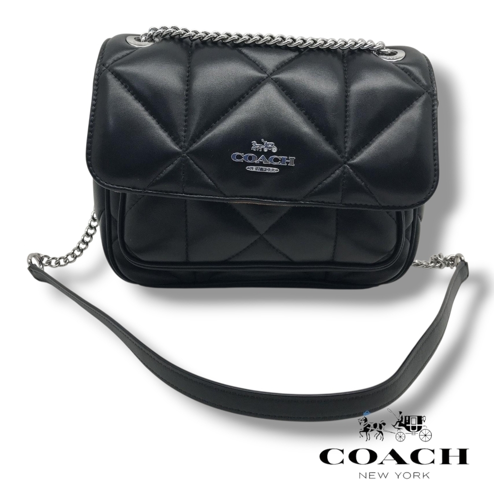 Coach Klare 25 Black Napa Leather Puffy Diamond Quilted Crossbody Shoulder CJ611